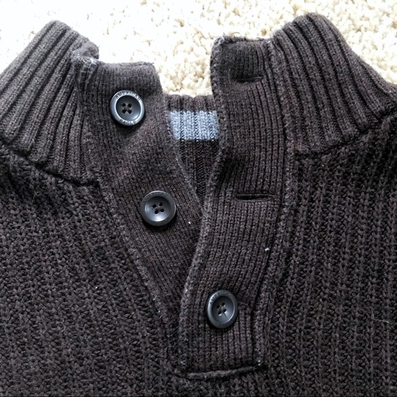 AE Dark Brown Button-Collar Sweater - Picture 3 of 6